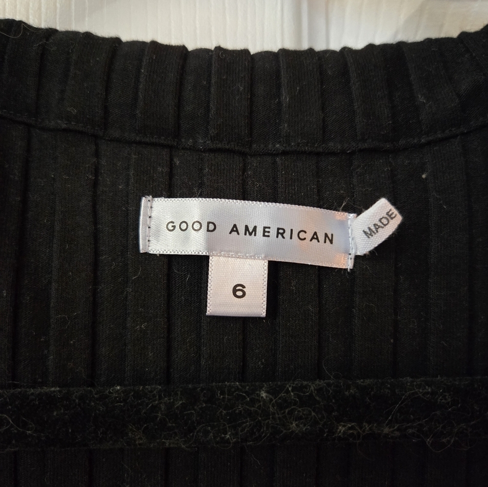 GOOD AMERICAN Wide Rib Button Down Midi Dress in Black GA6/US3X - Picture 3 of 5